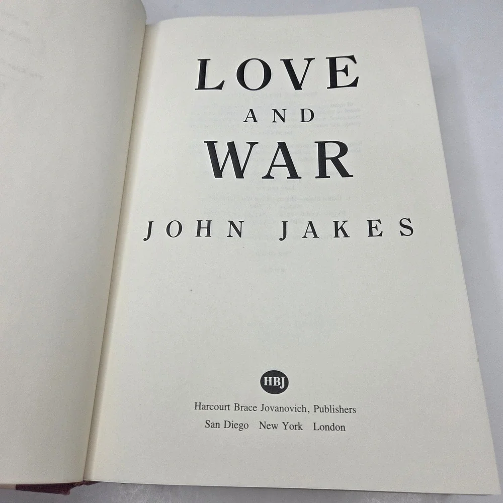 John Jakes Love and War Hardcover Book 1st Ed Civil War Fiction Maroon/Cream